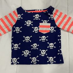 Pirate Skull Gasparilla Toddler MiniBoden Long Sleeve Shirt Size 2 to 3 years