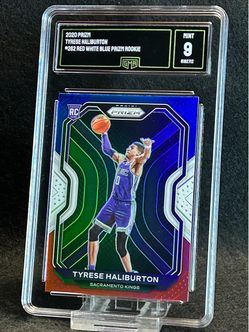 2020 Prizm 🔥 Tyrese Haliburton 🔥 Red White & Blue Prizm Rookie GMA 9 Mint 💎 - Kings / Indiana Pacers