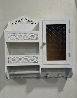 Shabby Chic Wood Wall Cabinet with Shelves