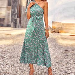 MASCOMODA One Shoulder Pleated Dress