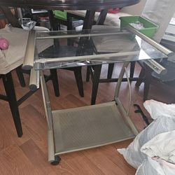 Metal GLASS DESK WITH WHEELS 