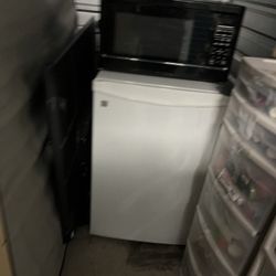 mini fridge and microwave