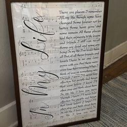 Beetles Song Lyrics Print In Frame 