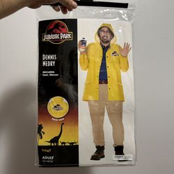 NEW Official Adult Large Dennis Nedry Costume Jurassic Park includes coat and glasses