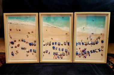 Aerial Beach Scene Framed Art Triptych