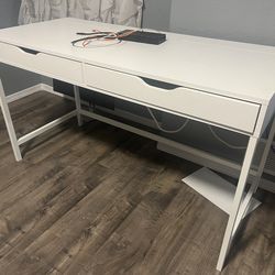 White Desk with drawers (wires/electronics not included)