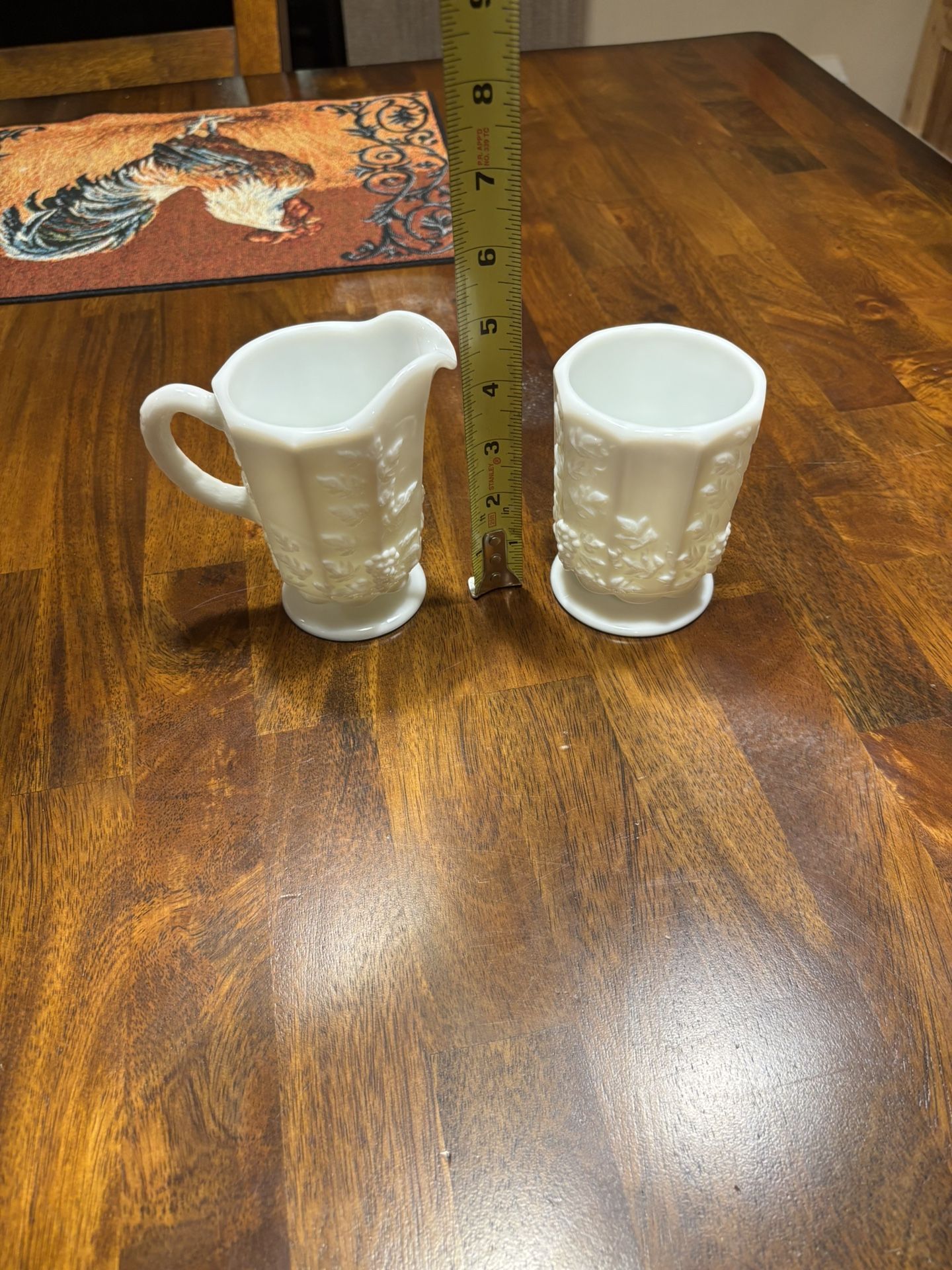 Vintage Westmoreland Paneled Grape White Milk Glass Cream & Open Sugar
