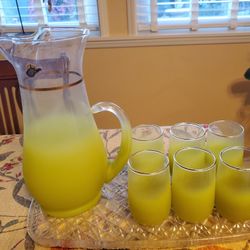 Vintage MCM Blendo 7 Piece Glassware Set Handmade By Virginia Glass Company 1950's 1960's