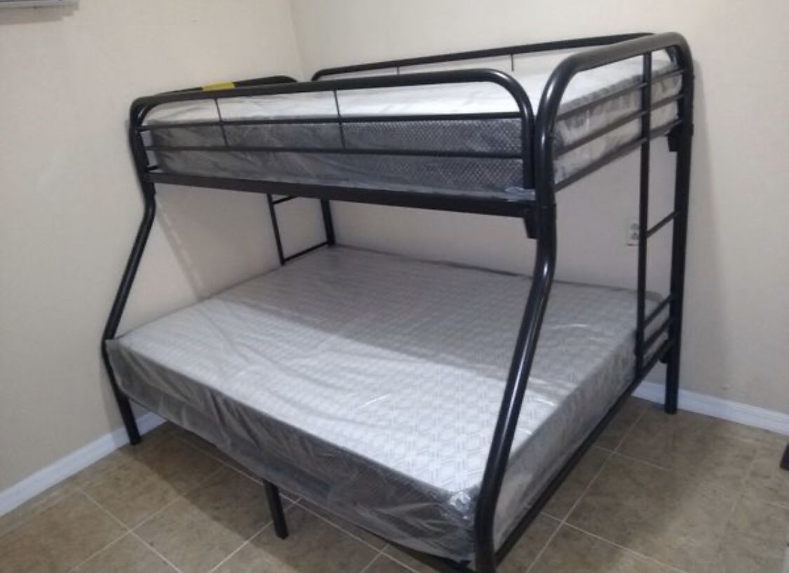 Twin over full bunk bed frame new in the box with the mattresses and free shipping