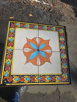 Metal tile patio table