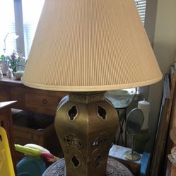 Vintage Asian brass lamp