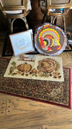 Brand New Turkey Plaque And “hello Fall” Picture.