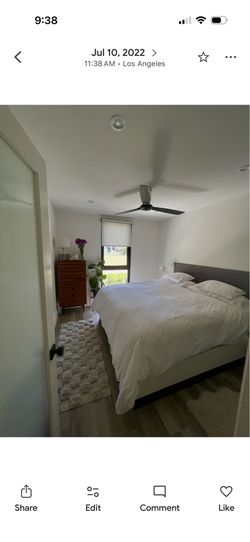 BoConcept King Upholstered Storage Bed + Headboard + 2 Matching Night Tables