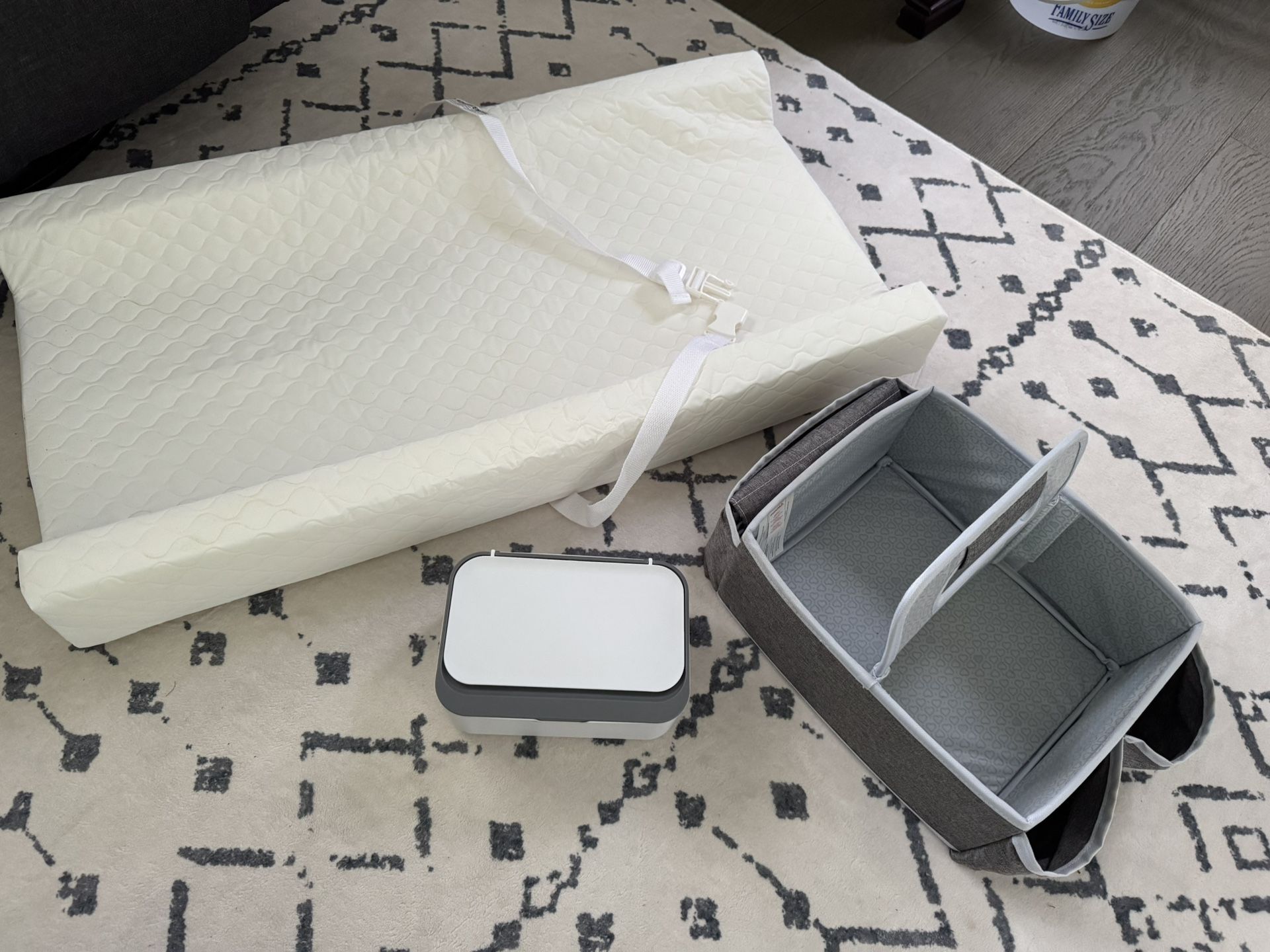 Changing Pad, Wipes Container, diaper caddy