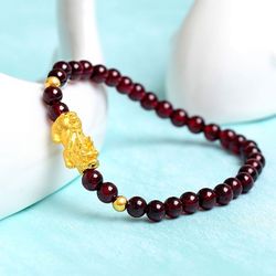 Small crowd pixie bracelet women's lucky fortune transfer bracelet elastic gift 6mm pomegranate gold pixie bracelet