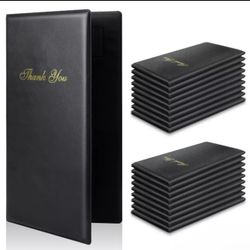 Restaurant Check Presenters, 40 Pcs Guest Check Card Holder with Gold Thank You Imprint, Guest Check Books for Servers,5.5" x 10", Black