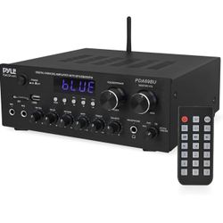 Pyle Stereo Amplifier Audio Receiver with Bluetooth Streaming, 200 Watt Peak, 2.0 Channel HiFi Sound System with MP3/USB/SD/FM Radio, RCA/Aux Inputs, 
