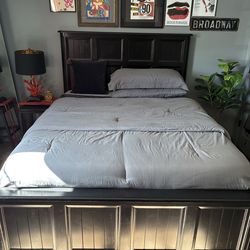 Queen bed frame plus mattress and box spring