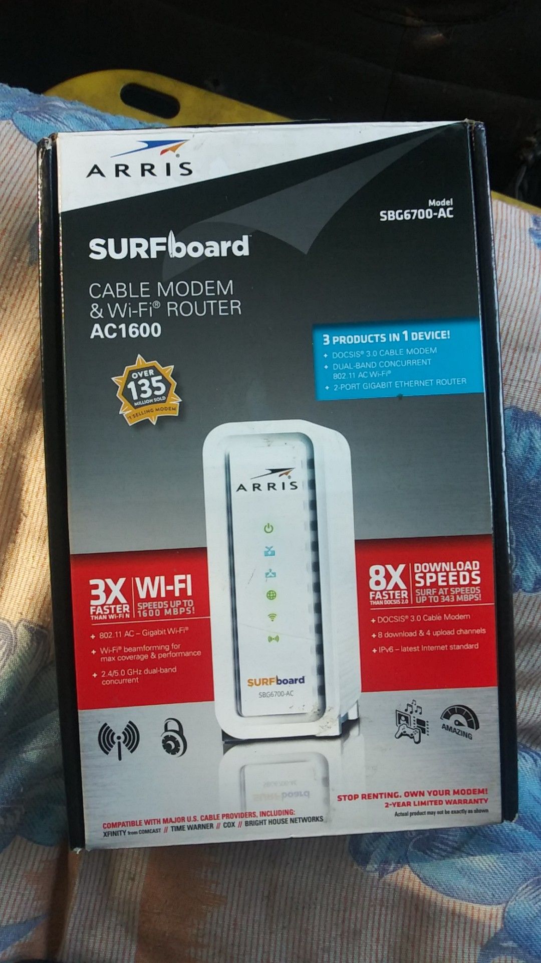 Arris surfboard cable modem and Wi-Fi router