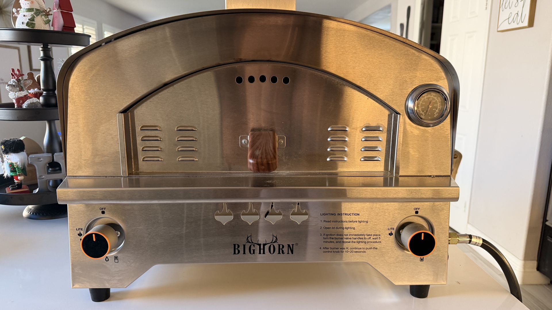 BIG HORN OUTDOORS Gas Pizza Oven, Portable Propane Pizza Oven with 13 inch Pizza Stone, Stainless Steel Pizza Maker for Outdoor Cooking