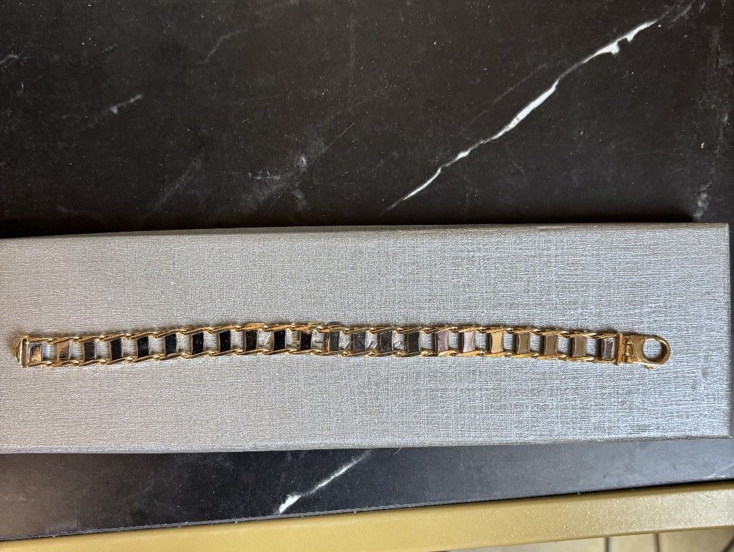 Men's 14k 2-Tone Gold Railroad Bracelet