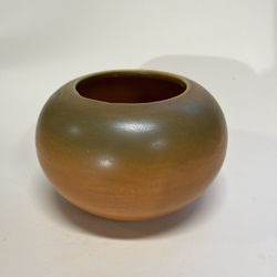 Antique Roseville Pottery Rosecraft Vase/ Bowl in Burnt Orange