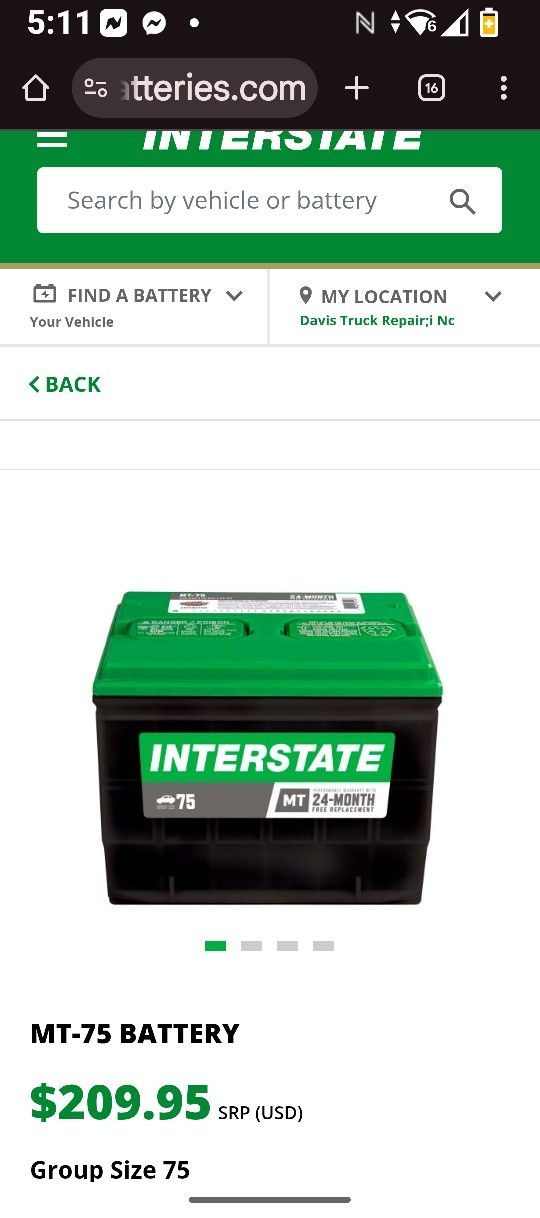 INTERSTATE BATTERY MT-75 BRAND NEW NEVER INSTALLED GM SIDE POST