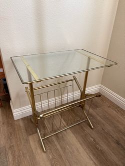 Vintage Gold Glass Side Table
