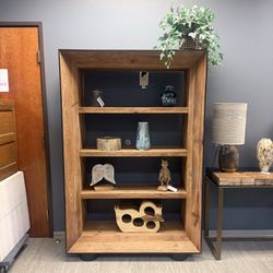 Solid Reclaimed Teak Bookcase With Black Exterior - Dandou 