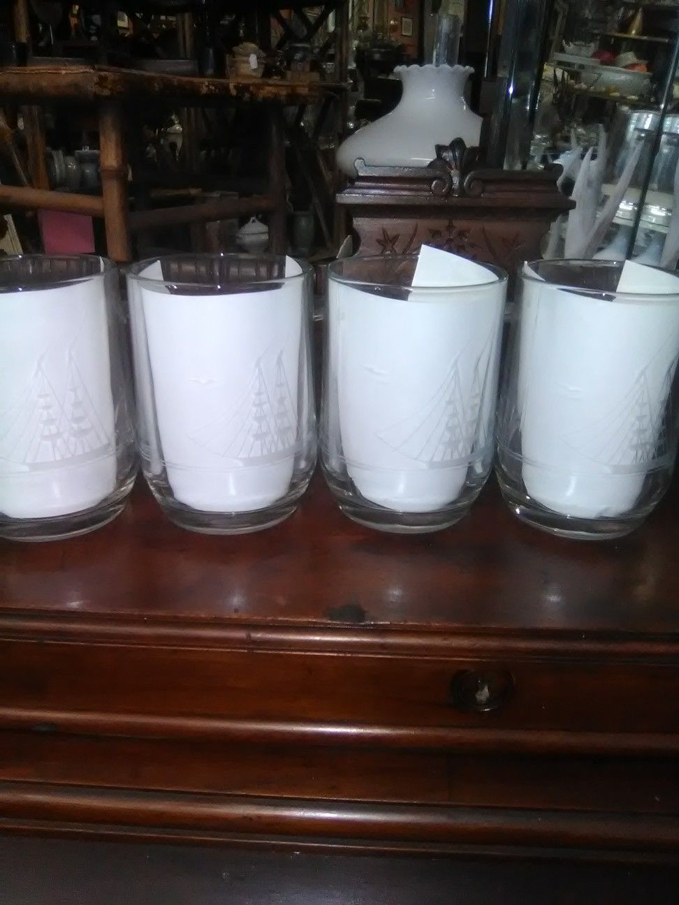 Vintage glass schooner beer mugs $20 / set of 4