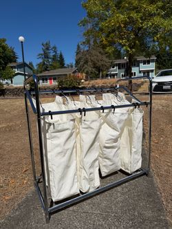 Rolling Heavy-Duty Chrome Laundry Sorter / Utility Cart