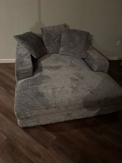 Oversized Gray Fabric Accent Chair