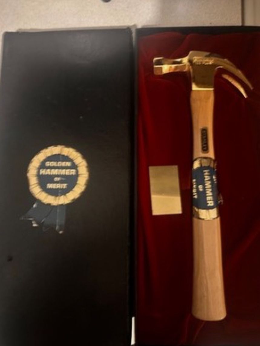 STANLEY 100 PLUS Gold Plated Golden Hammer of Merit. 