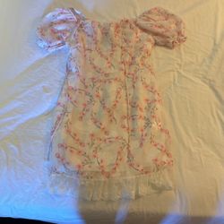 White And Pink Floral Dress