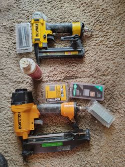 DeWalt staple gun 18 gauge Staples and a Bostitch nail gun 16 and 18 gauge also air.         $60 for both OBO