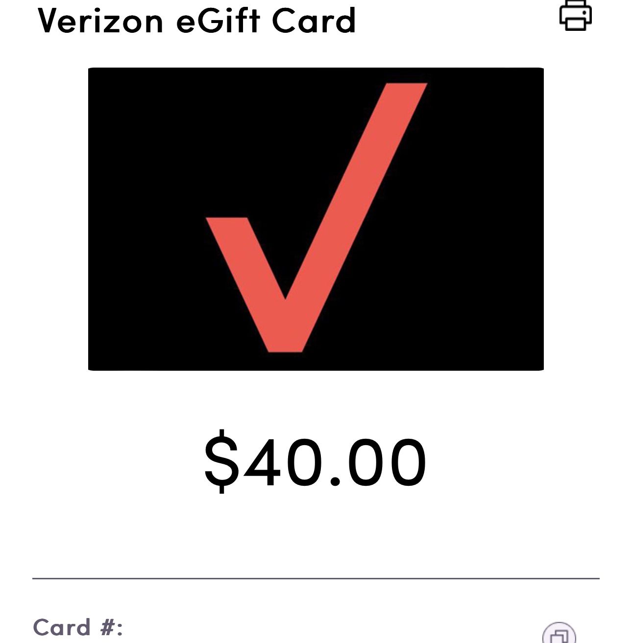 Prepaid Verizon Gift Card