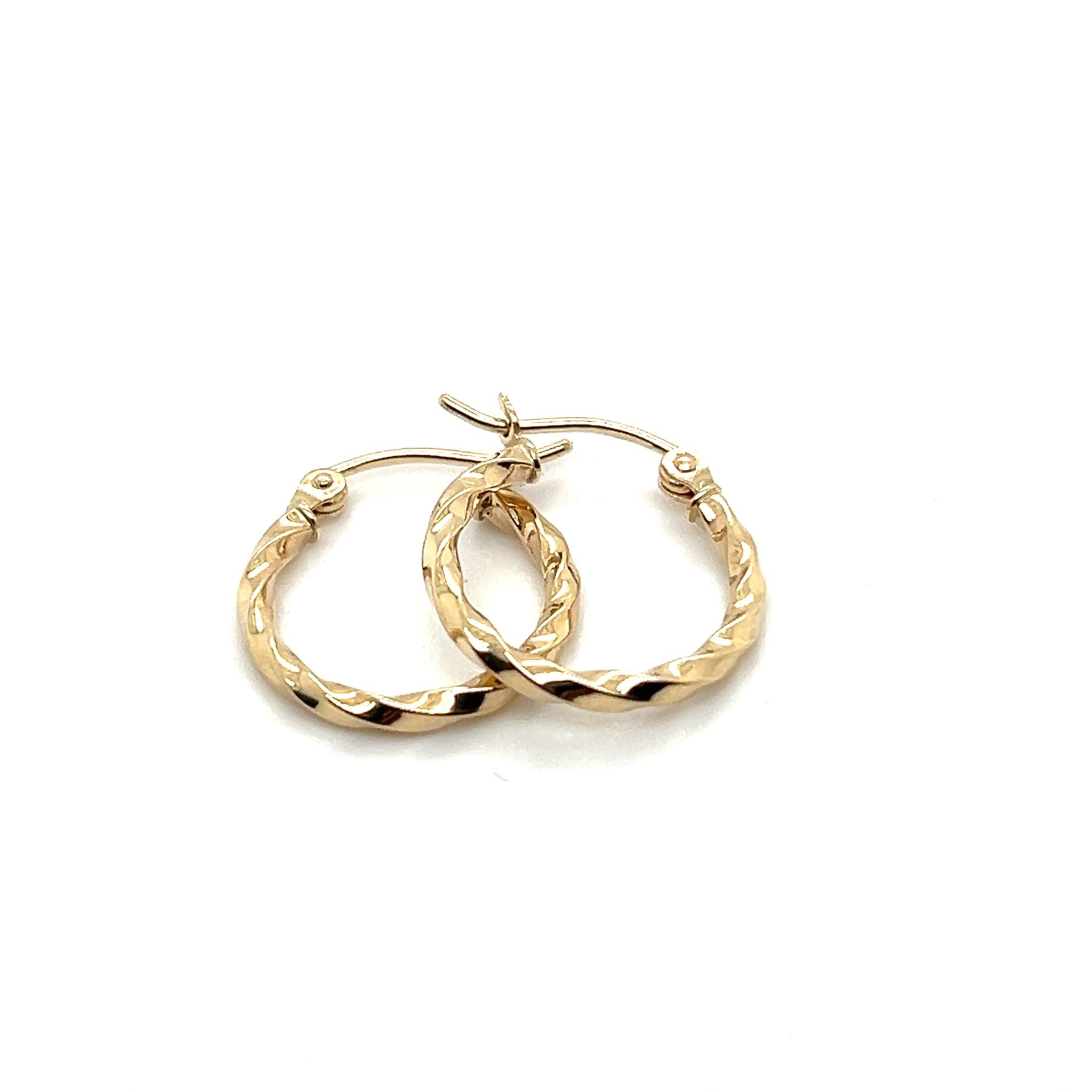 14kt Gold Small Twist Hollow Hoop Earrings 0.97grams 172418 4