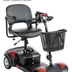 Drive Medical Scout Compact Travel Power Scooter, 4 Wheel Red
