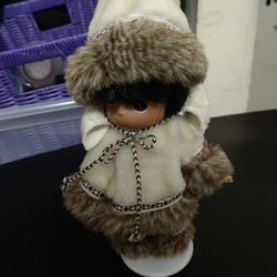 Precious Moments 9" Eskimo Doll & Stand 