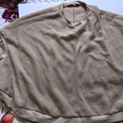 Womens Big Sweater/poncho-like Medium Size Color Beige Yy