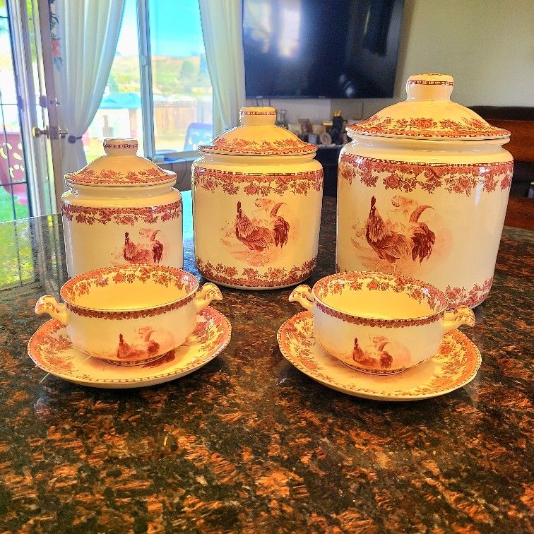 William James Farm Yard Rooster  Canisters