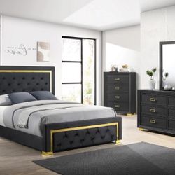 Oferta En Recámara Negra Queen 5pc 🚛😍❤️🥰