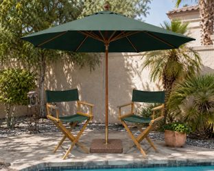 3 Piece Like NEW 10foot UMBRELLA w 2-DIRECTORS Chairs