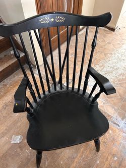 Black Windsor Arm Chair with Stencil Detail