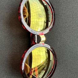 Vintage Wildfox Malibu Round Sunglasses Red Tortoise Mirror Lenses Retro Style