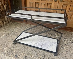 Wrought Iron & Marble bar cart