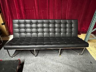 73” Black Leather Lounge Sofa