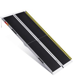 Portable Wheelchair Ramp 6FT, Non-Slip Aluminum Folding Handicap Ramp, Door Threshold Wheelchair Ramps for Home, Wheel Chair Ramp for Home Steps, Scoo