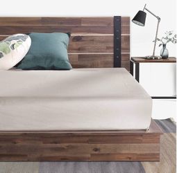 Queen Bed Frame - Dark Wood Rustic Farmhouse