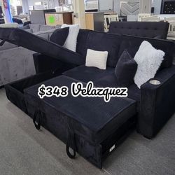 ✅️✅️ Black   Convertible Sectional W/ Cup Holder & W/ USB Port✅️✅️